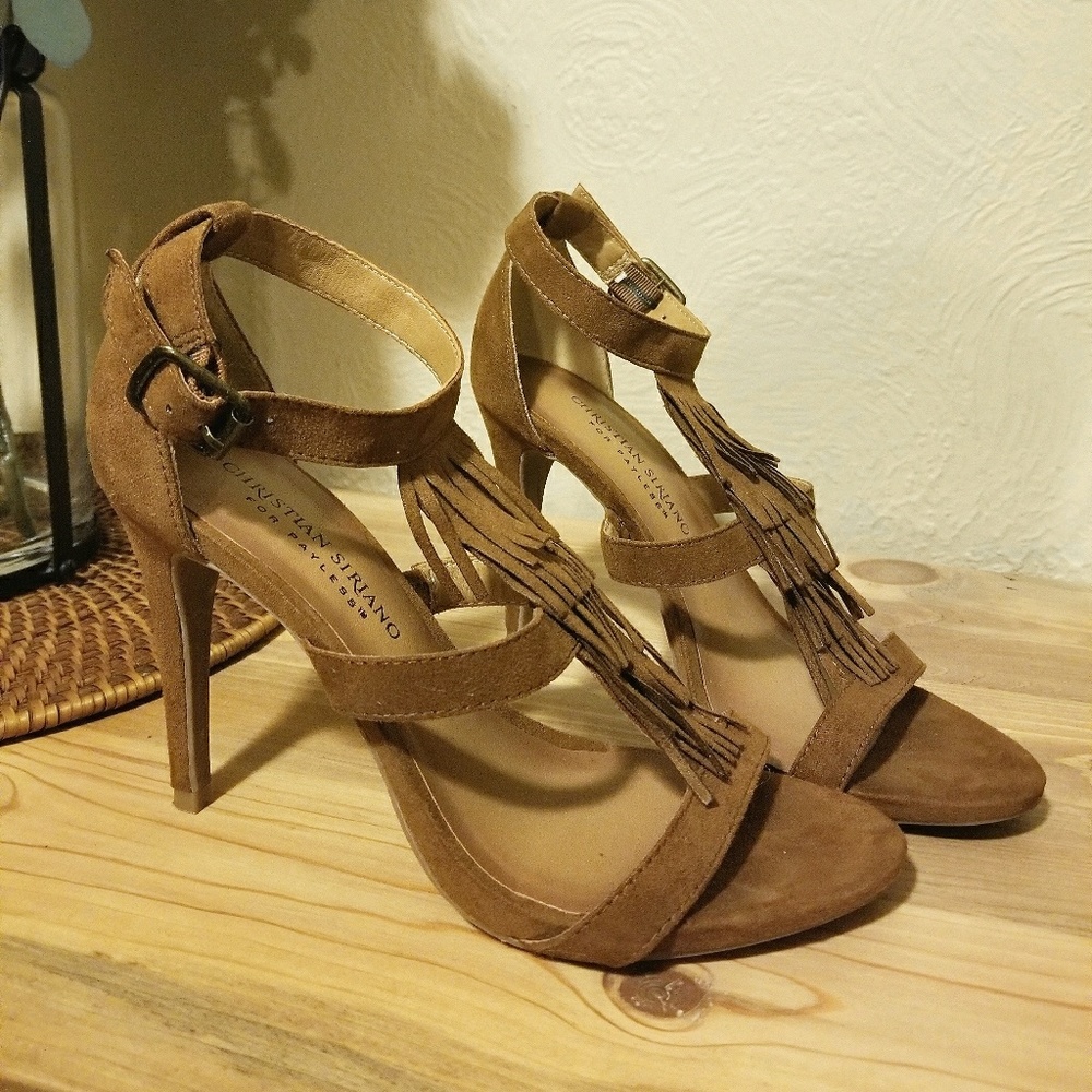 Christian Siriano suede fringe stilettos